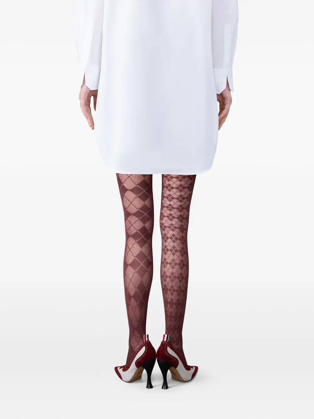Thom Browne Doorzichtige panty met argyle patroon Rood