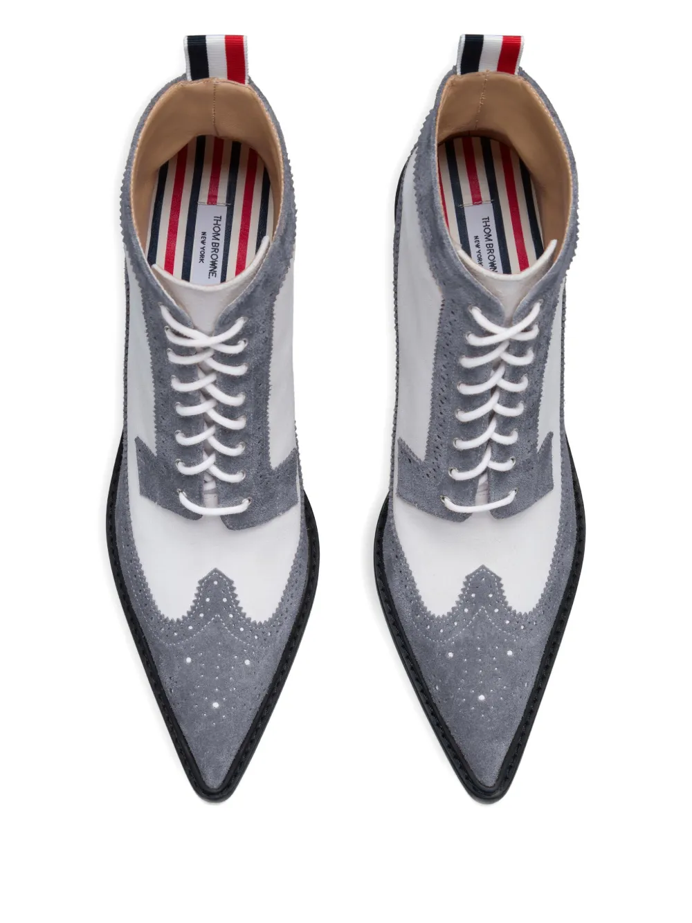 Thom Browne Lace-up Panelled Boots In Gray
