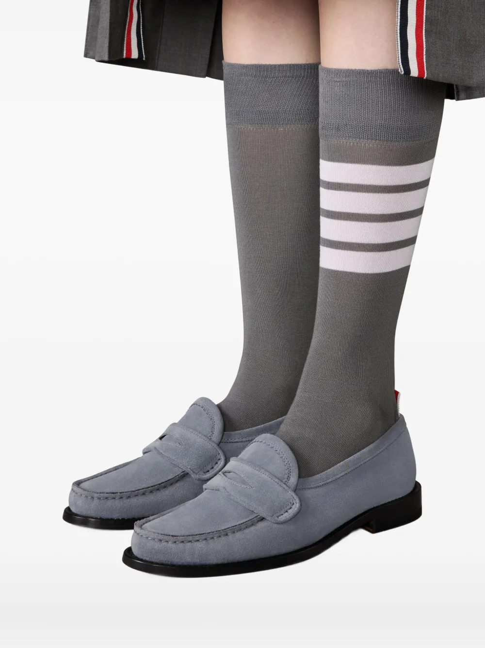 Thom Browne penny-slot suede loafers Grey
