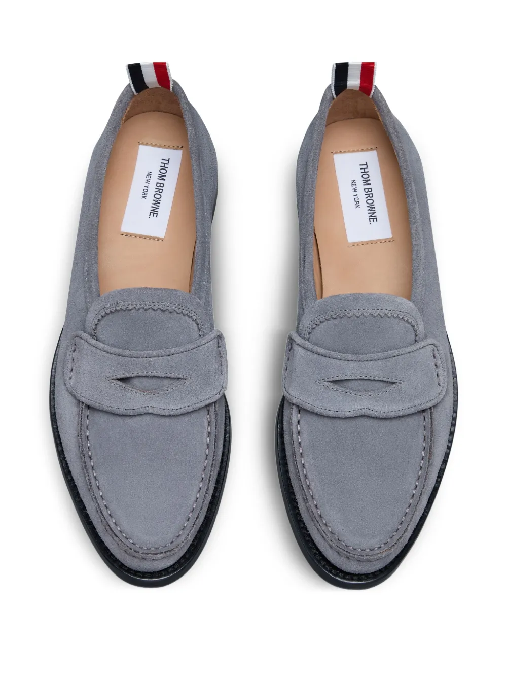 Thom Browne penny-slot suede loafers Grey