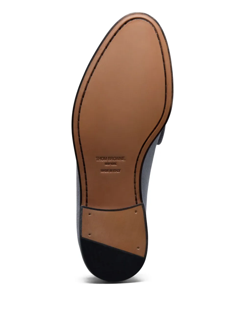 Thom Browne penny-slot suede loafers Grey