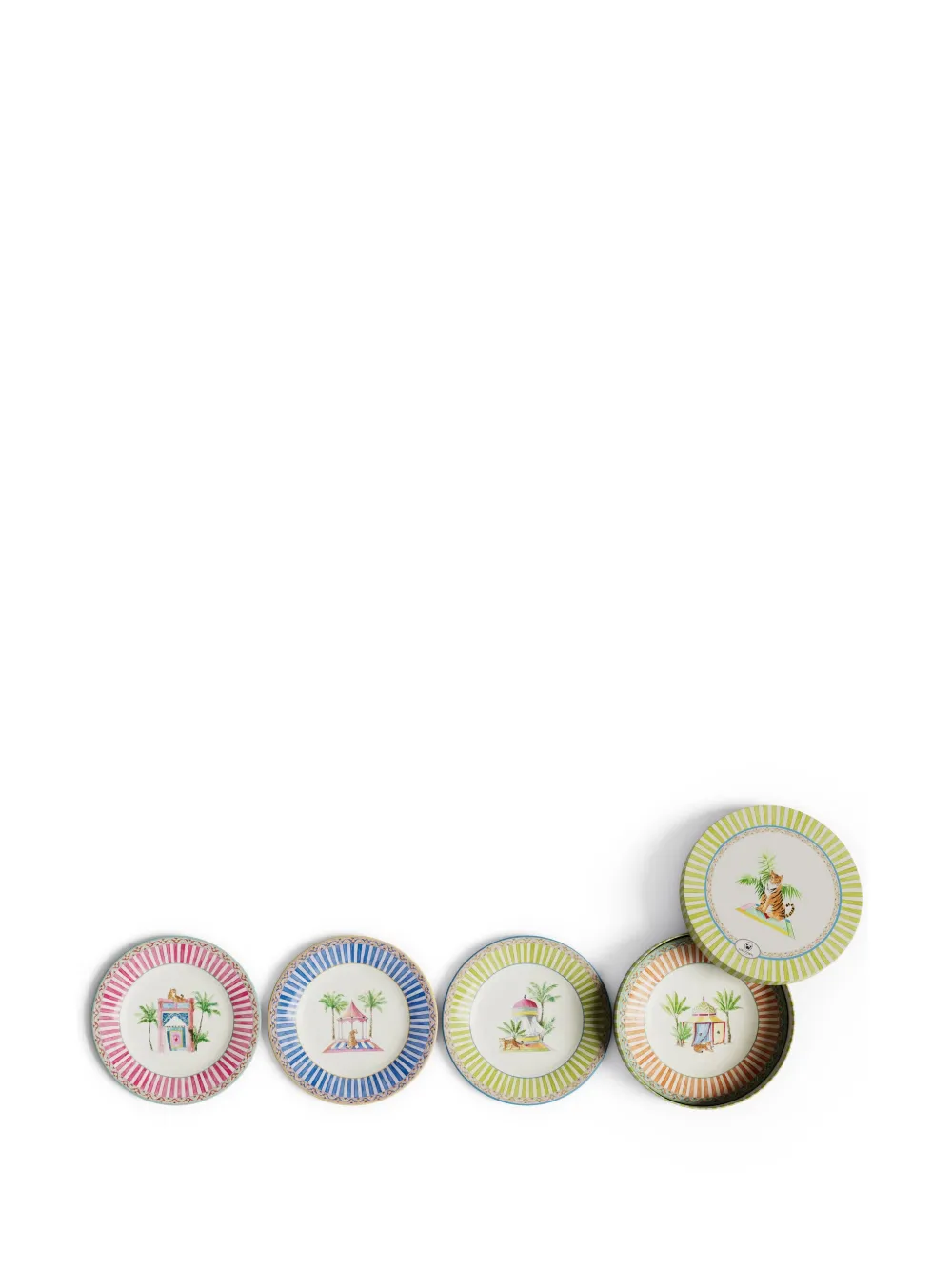 Lisa Corti Set Of 4 Sariska Dessert Plates In Green