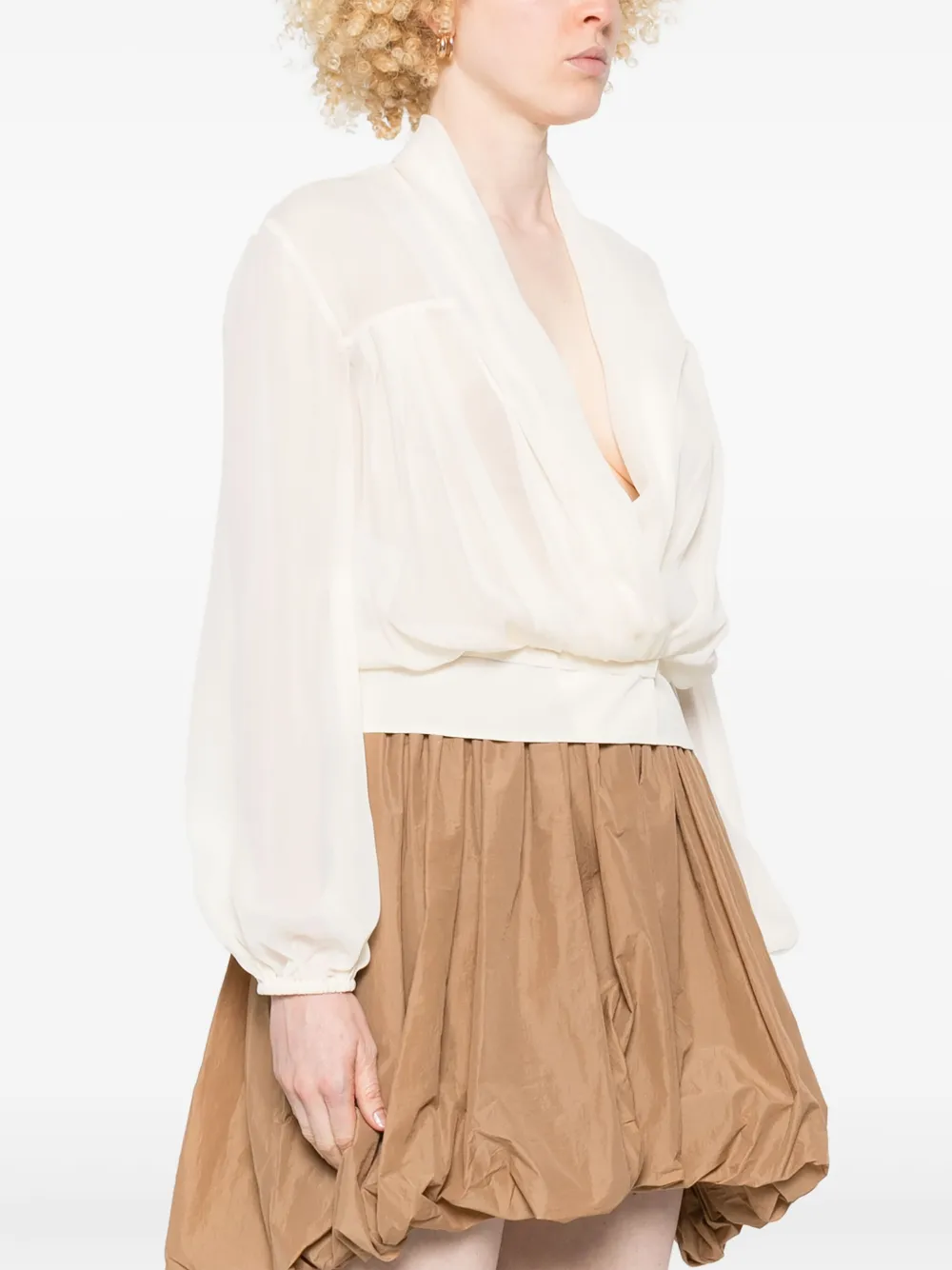 Shop Philosophy Di Lorenzo Serafini Pleated Blouse In Neutrals