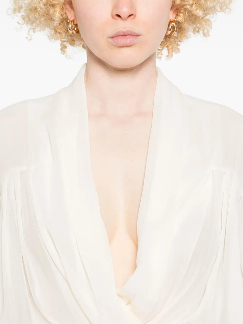 Shop Philosophy Di Lorenzo Serafini Pleated Blouse In Neutrals
