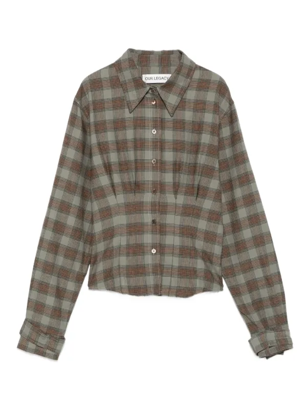 Our legacy グリーンandブラウン　チェックシャツ Our Legacy BOXチェックシャツ メンズ｜www.winalist.com