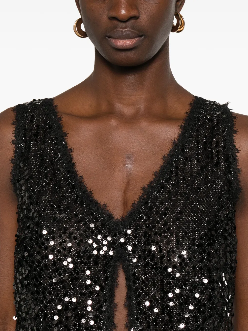 Ermanno Scervino Tanktop met pailletten Zwart