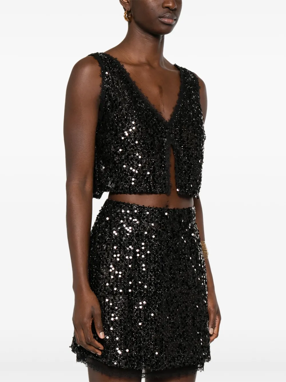 Ermanno Scervino Tanktop met pailletten Zwart