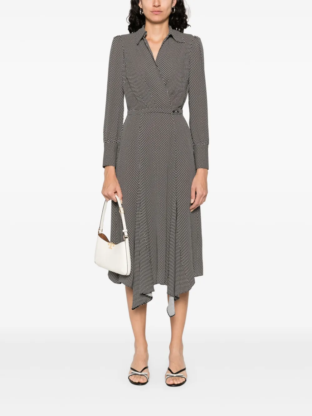 Elisabetta Franchi Midi-jurk met stippen - Zwart