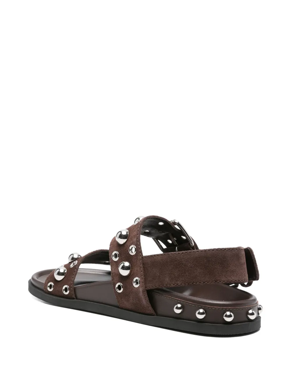 Valentino Embellished Double-strap Sandals In Brown