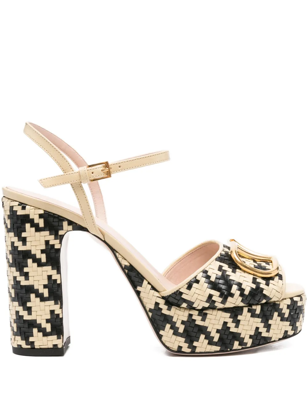 Valentino 115mm Houndstooth Platform Heeled Sandals In Multi