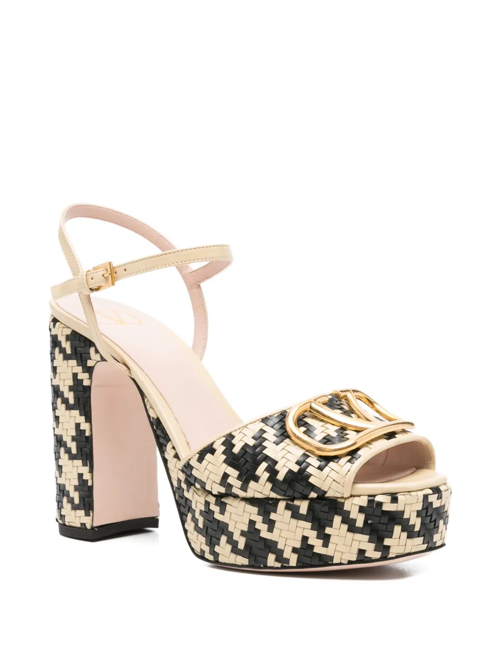 Valentino 115mm Houndstooth Platform Heeled Sandals In Multi
