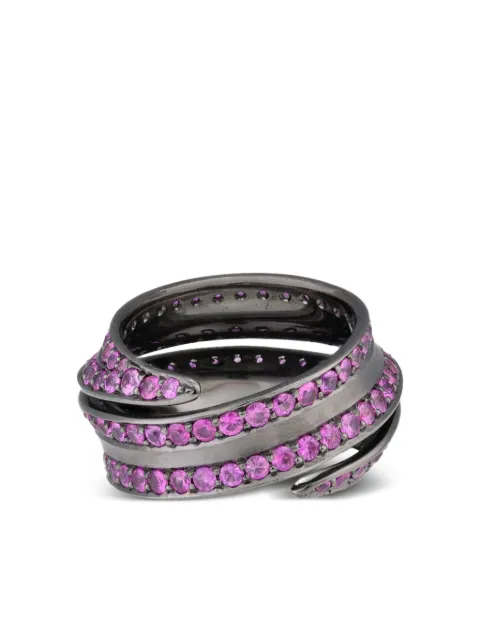 LILY GABRIELLA 18K black gold Striped Spira sapphire ring