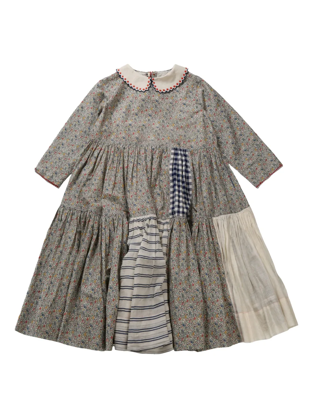 Shop Péro Patchwork-motif Dress In White