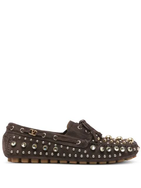 Valentino Garavani studded suede boat shoes