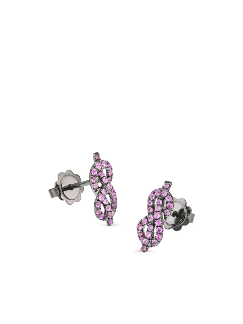 LILY GABRIELLA puces d'oreilles Forget Me Knot en or noir 18ct serties de saphirs | Image 2
