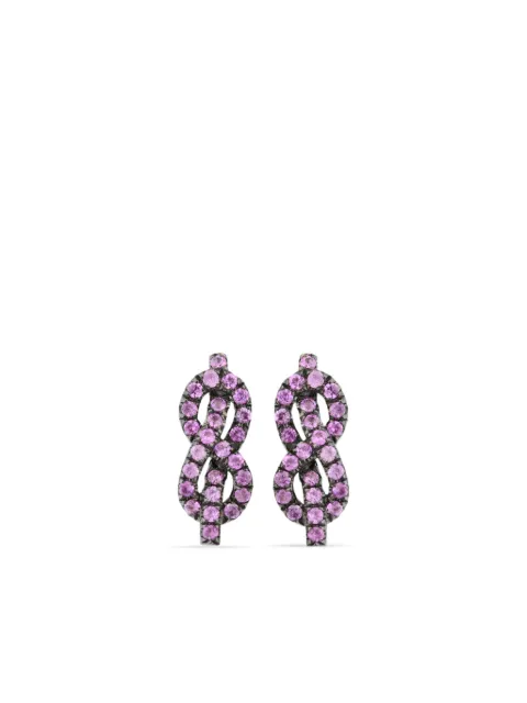 LILY GABRIELLA 18k black gold Forget Me Knot sapphire stud earrings