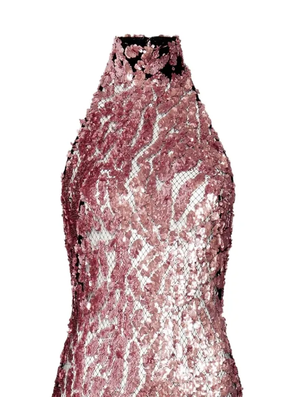 LAPOINTE Sequin Halter Open Back Dress | Mauve / 8 LAPOINTE Sequin Halter Open Back Dress | Mauve / 8