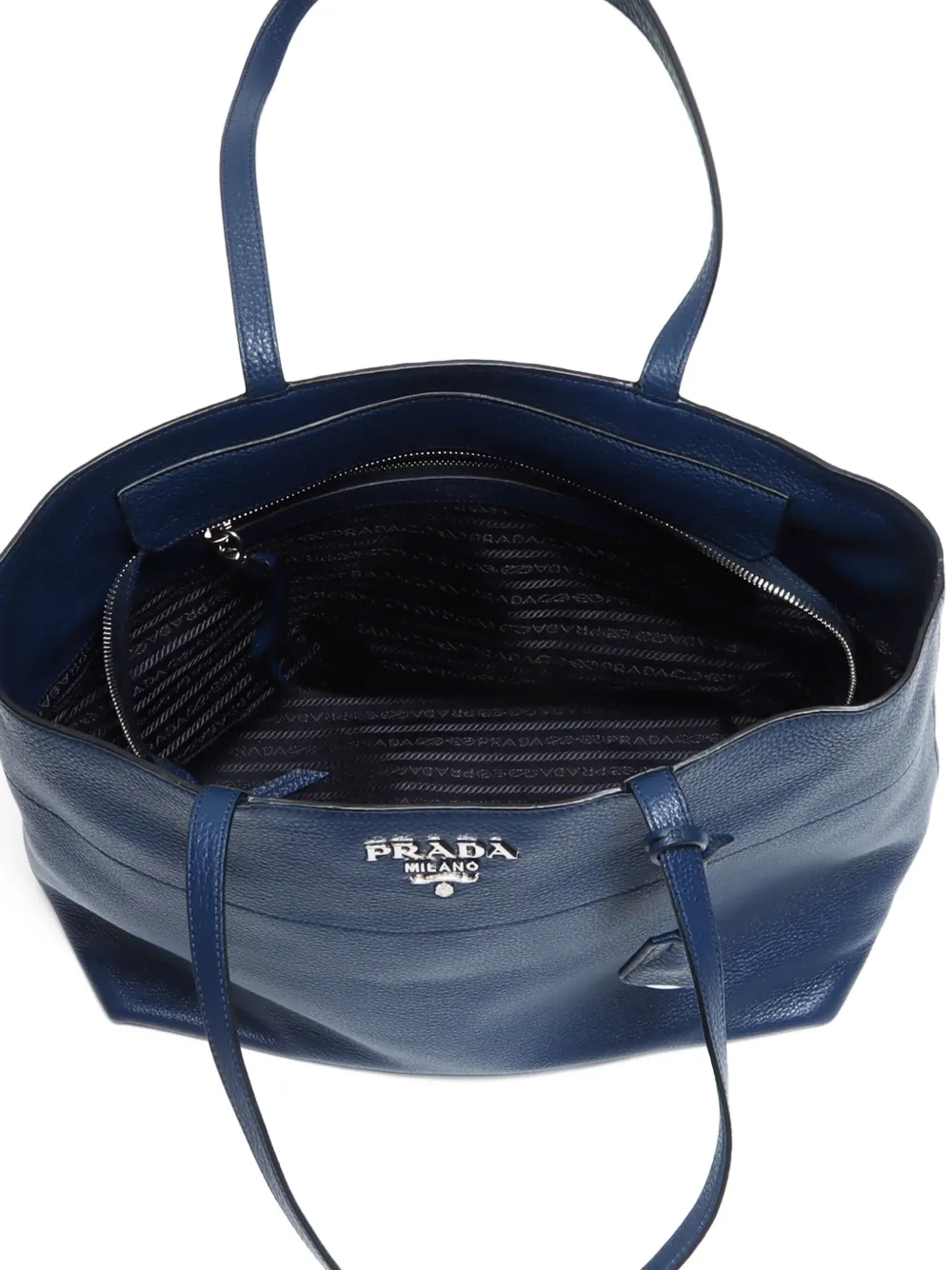 Pre-owned Prada 2010-2025 Leather Tote Bag In Blue