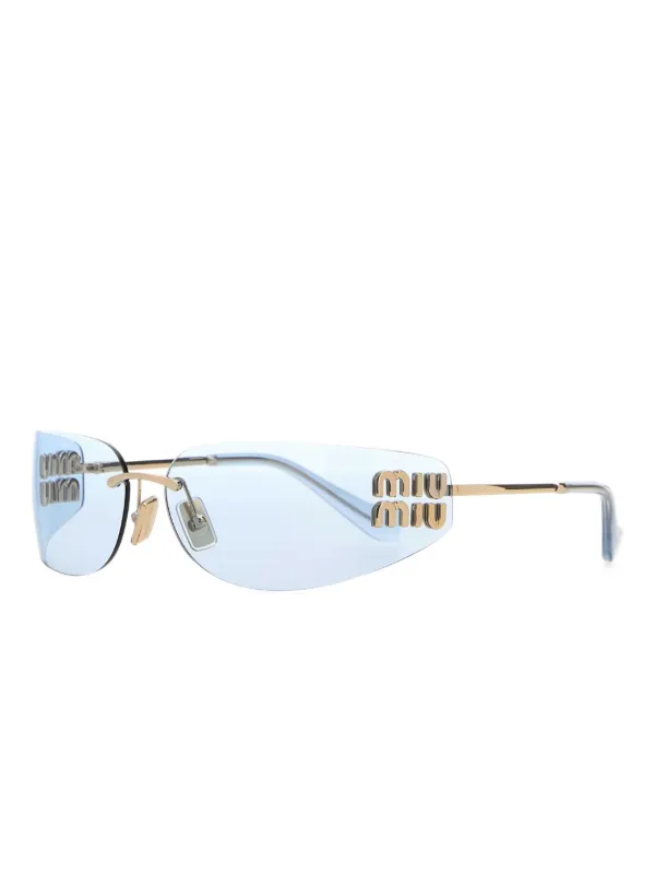 Miu Miu Eyewear Óculos De Sol Com Logo | Dourado | FARFETCH BR