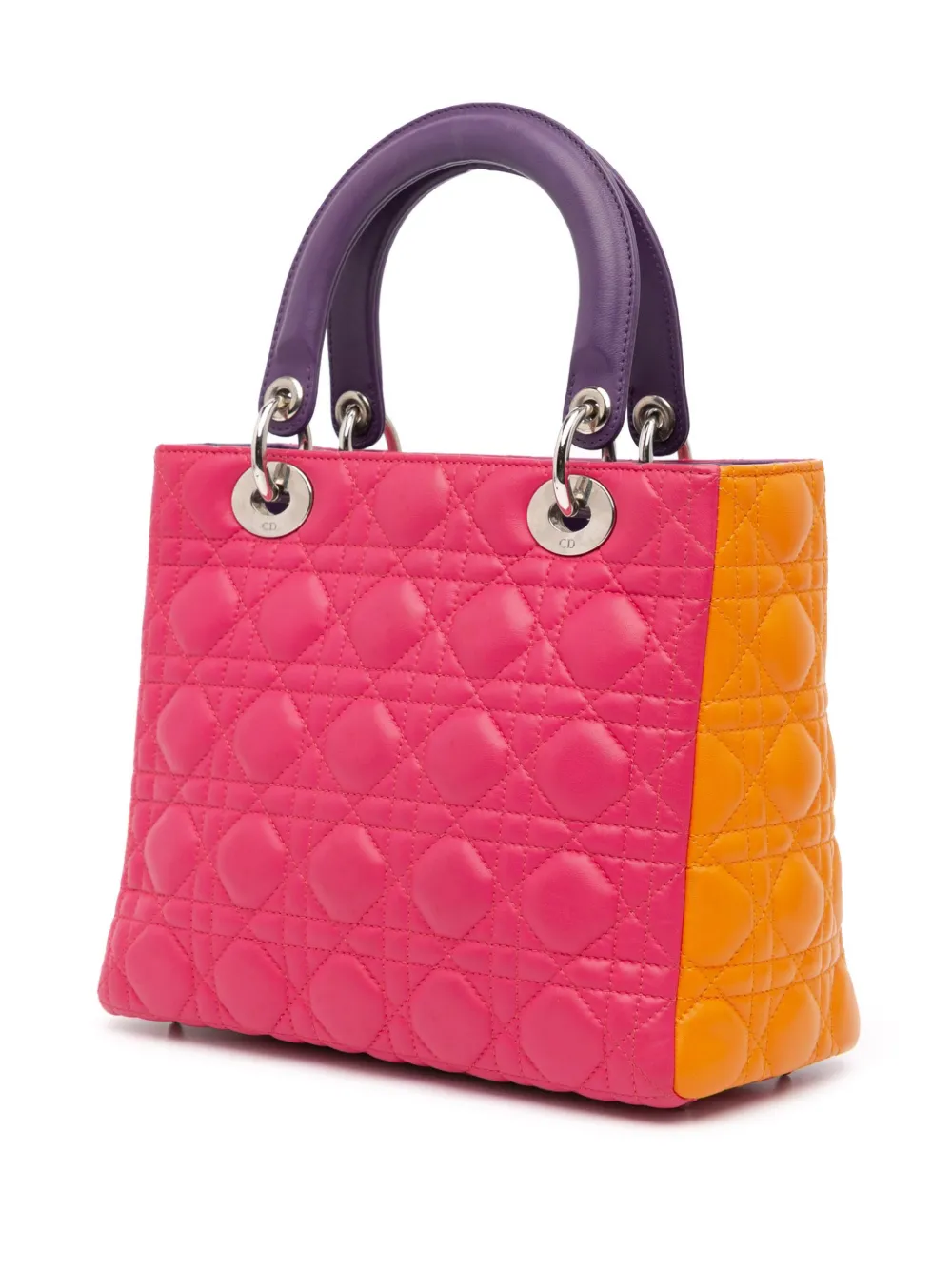 Christian Dior Pre-Owned 2011 Medium Tricolor Lambskin Cannage Lady Dior satchel | Pre-Owned | Image 2