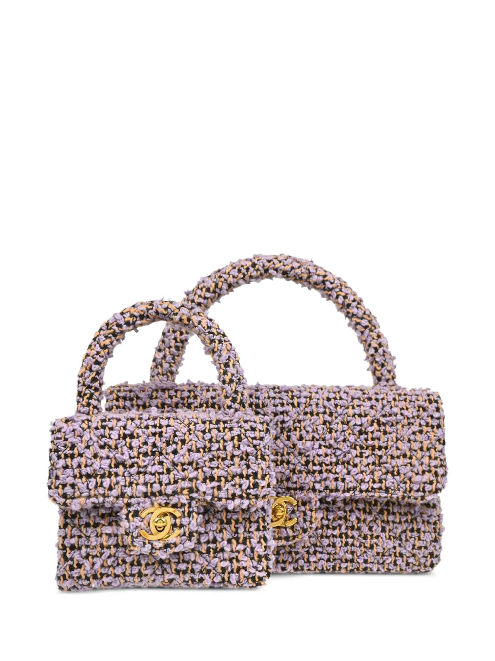 CHANEL Pre-Owned 1995 Tweed Single Flap two-in-one handbag set | Purple | Image 1
