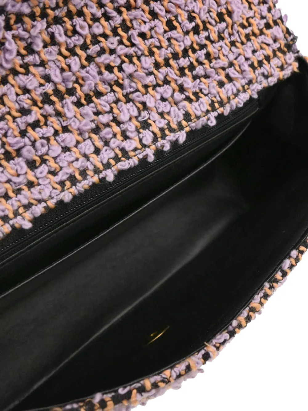 Pre-owned Chanel 1995 Tweed Single Flap Two-in-one Handbag Set In Purple