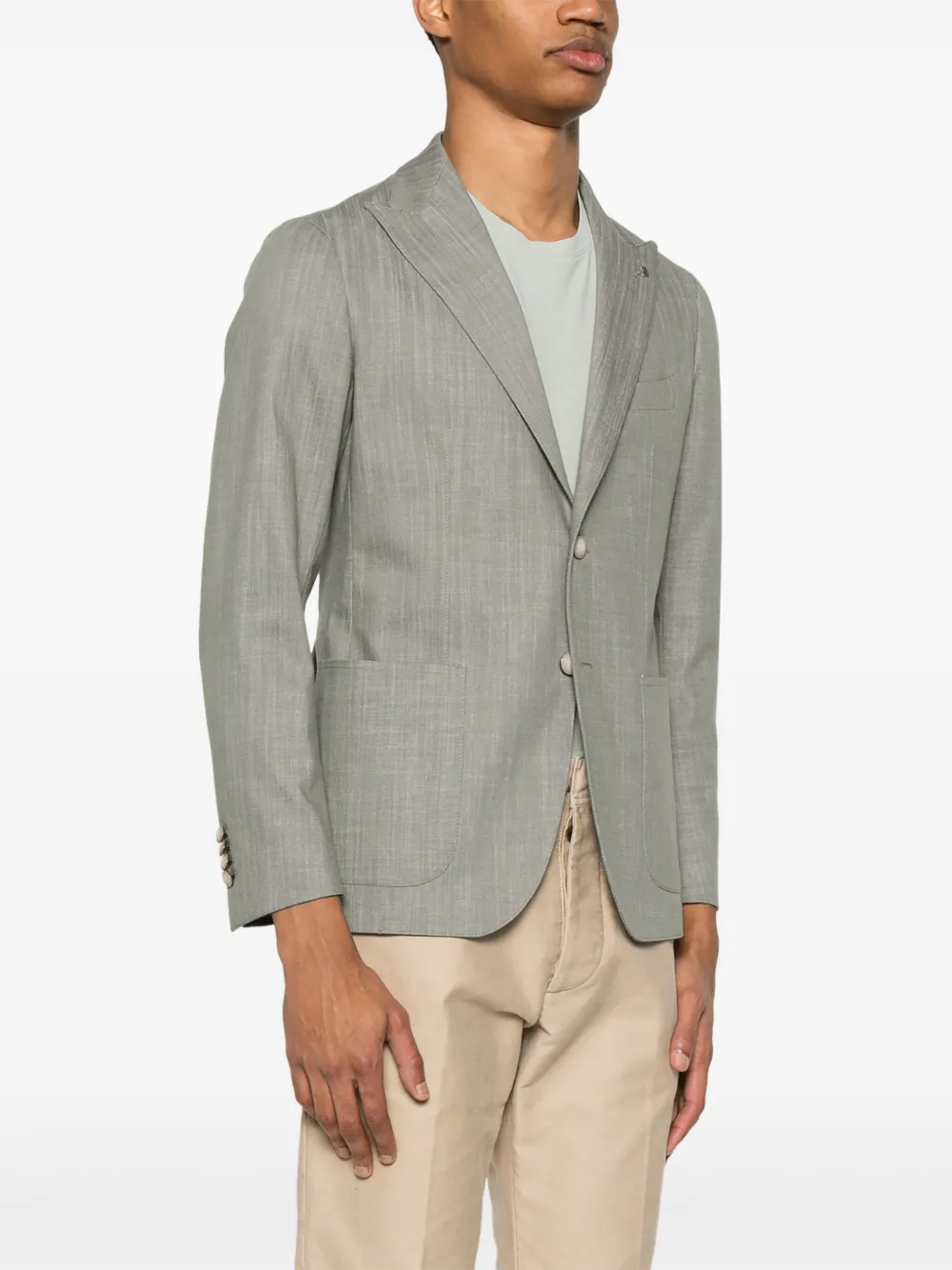 Shop Tagliatore Twill Blazer In Green