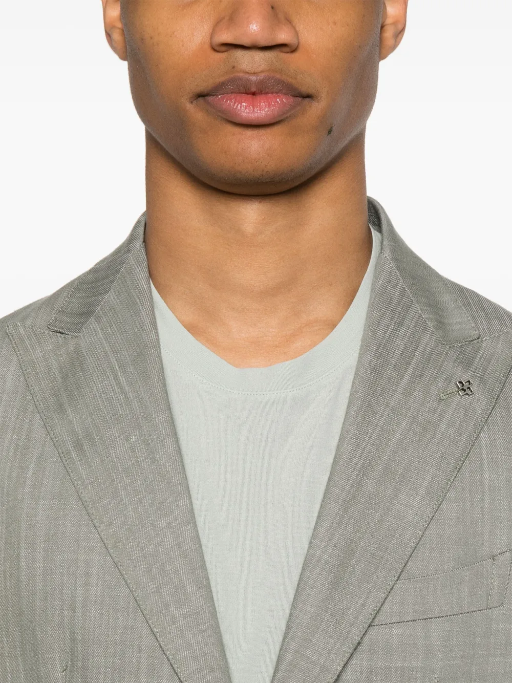 Shop Tagliatore Twill Blazer In Green