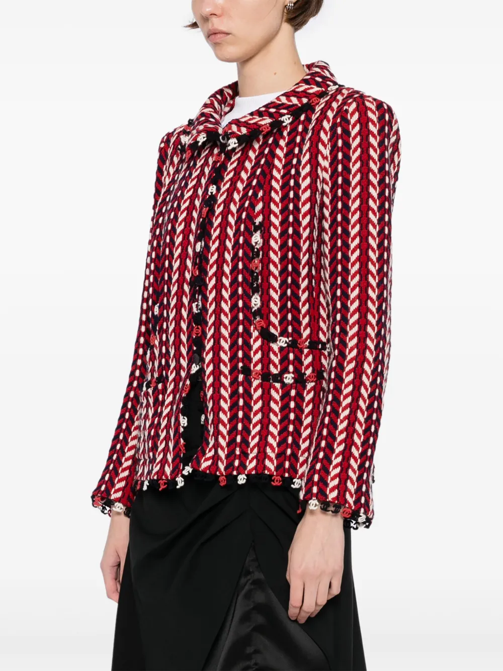 Pre-owned Chanel 2004 Button-up Jacket In Red