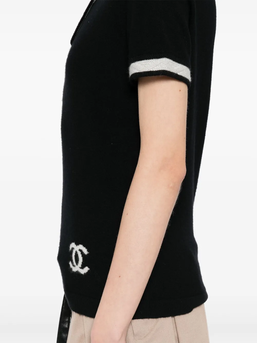 Pre-owned Chanel 2004 Short-sleeved Knitted Top In Black