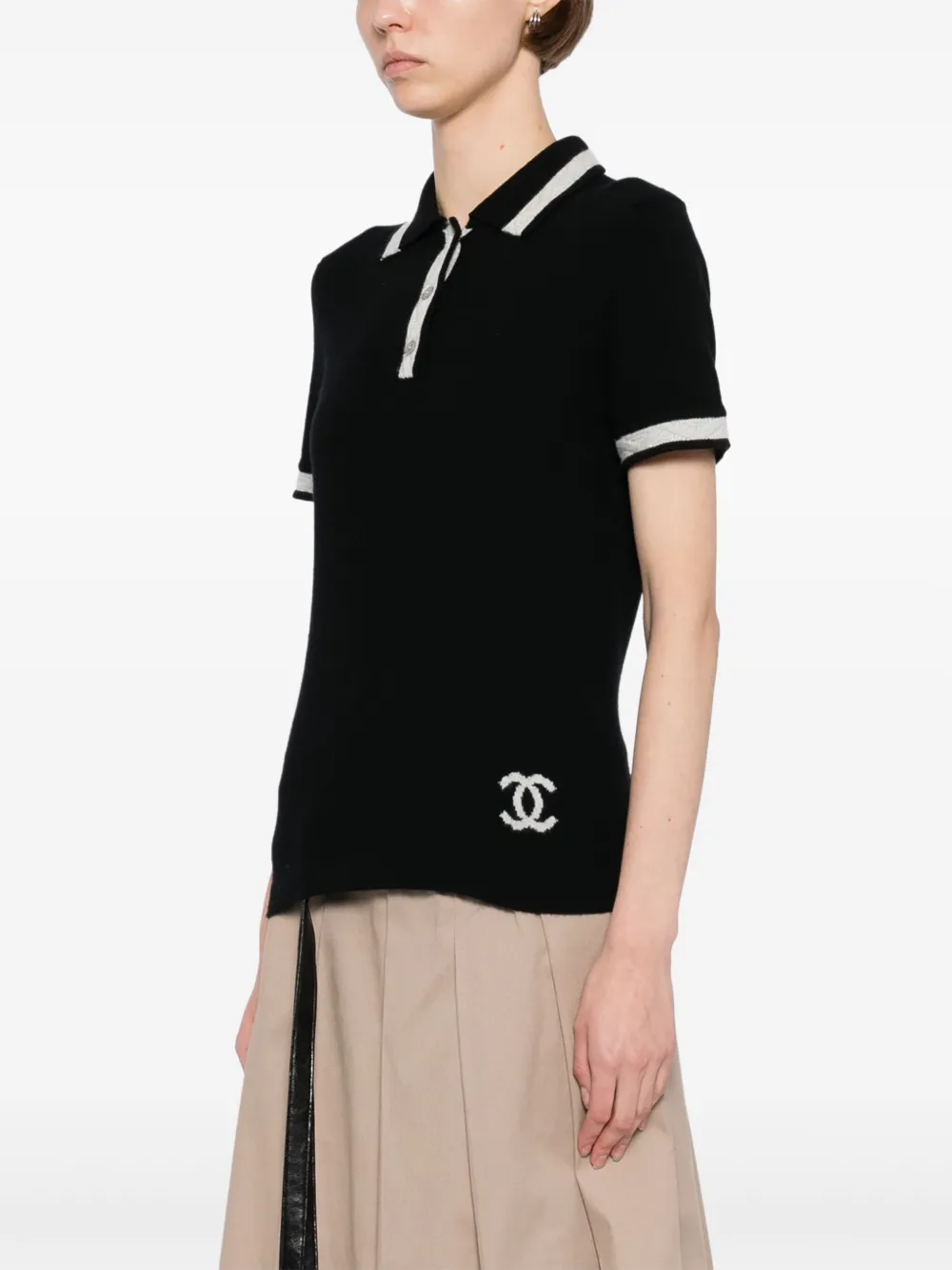 Pre-owned Chanel 2004 Short-sleeved Knitted Top In Black