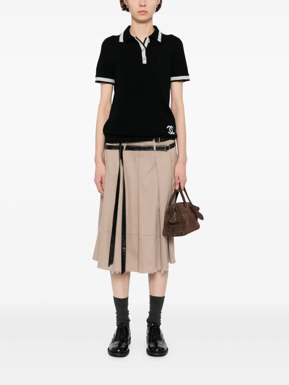 Pre-owned Chanel 2004 Short-sleeved Knitted Top In Black