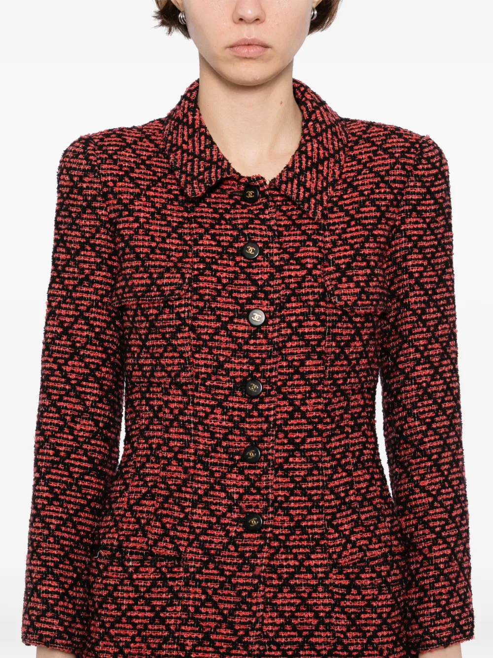 Pre-owned Chanel 1995 Single-breasted Jacket In Red