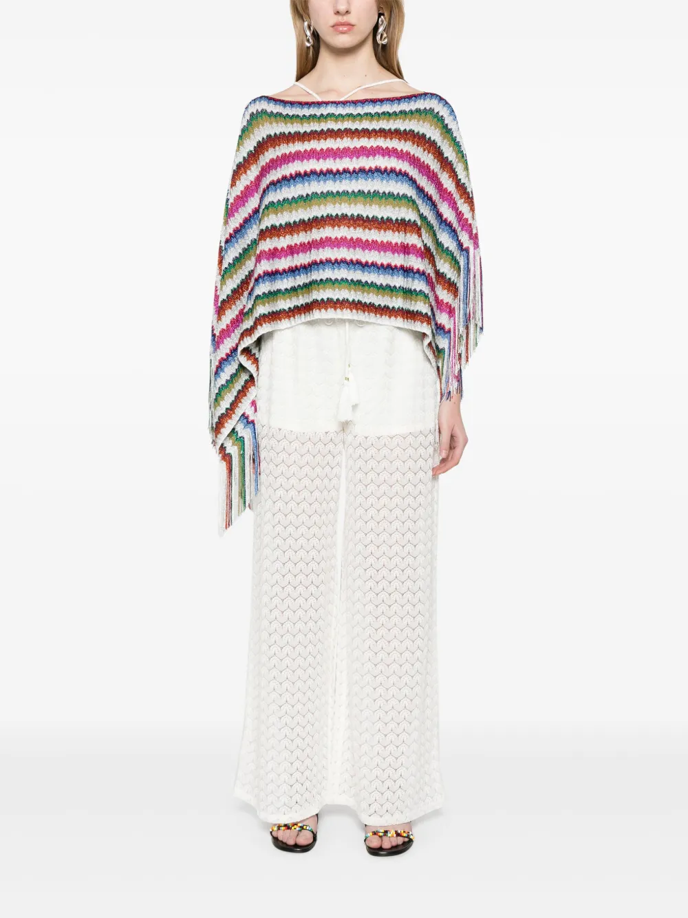 Missoni Gestreepte cape Roze