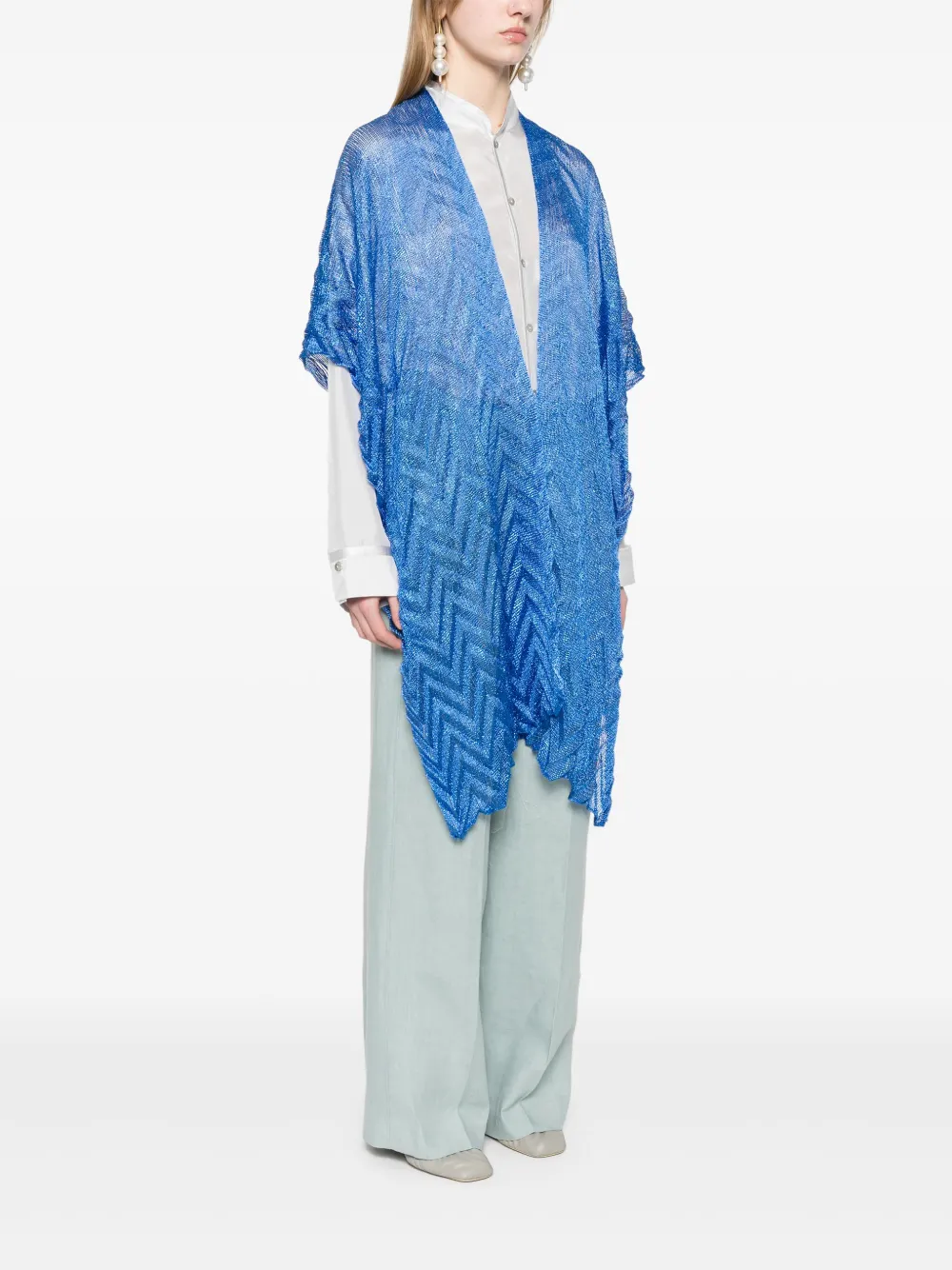 Missoni Geweven cape met zigzag-patroon Blauw