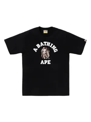 A BATHING APE® カモフラージュロゴ Tシャツ | ブラック | FARFETCH JP