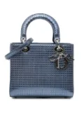 Christian Dior Pre-Owned 2015 Medium Patent Microcannage Lady Dior satchel - Blue