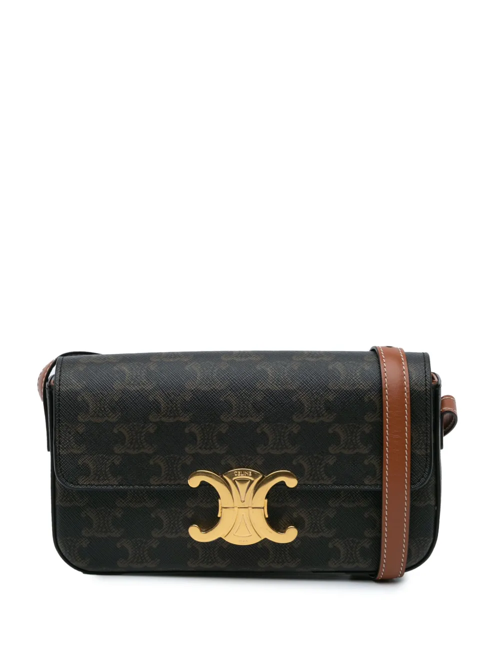 Céline Pre-Owned 2021 Triomphe Coated Canvas Claude shoulder bag | Brown | Image 1