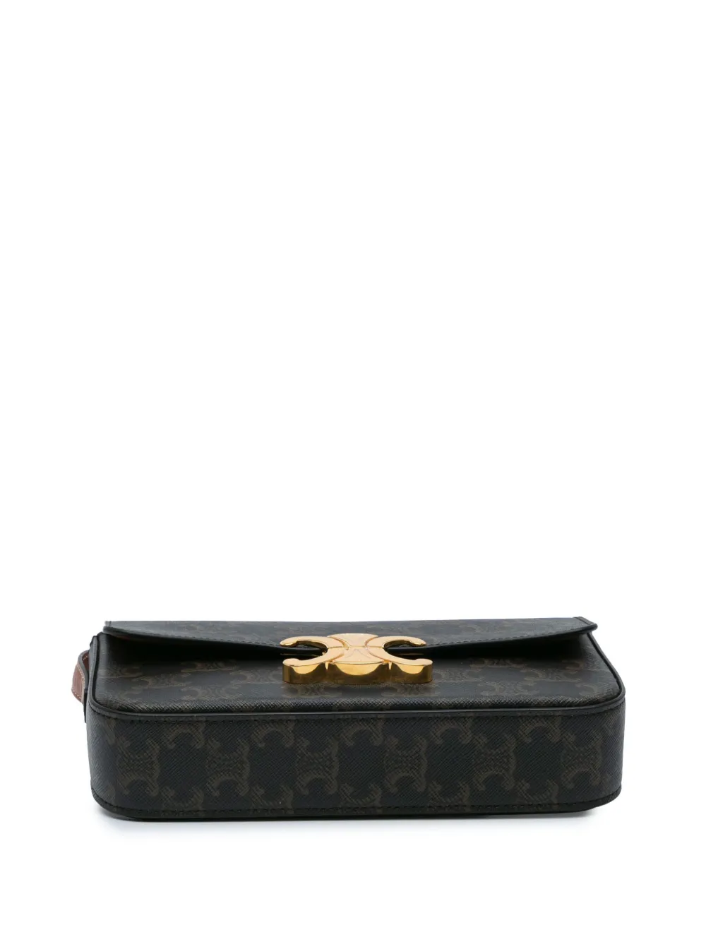 Pre-owned Celine 2021 Triomphe Coated Canvas Claude Shoulder Bag In Brown