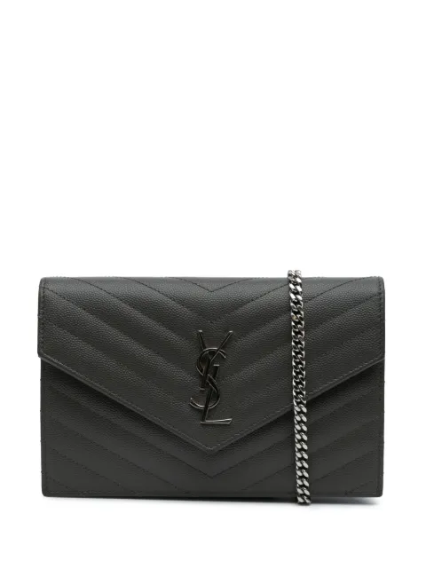 Saint Laurent Pre-Owned bolsa crossbody Grain De Poudre Chevron Monogram Envelope Chain Wallet 2017