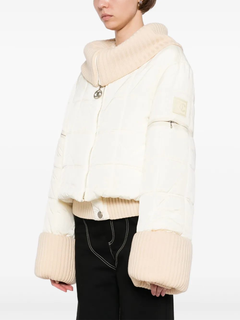 Pre-owned Chanel 2000 Sport-line Zip-up Jacket In White