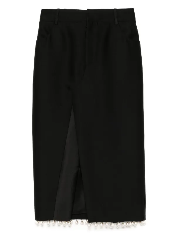 【KIMHEKIM】Pearl Embellishement Long Skirt Kimhekim Long pearl-embellished Skirt | Black | FARFETCH