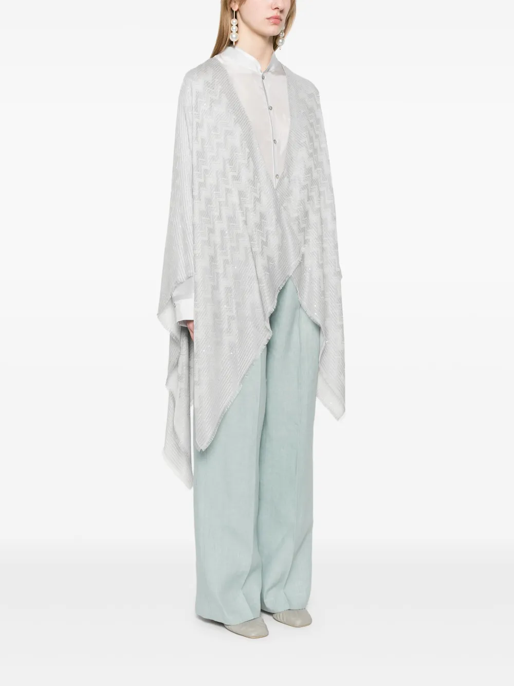 Missoni Geweven cape met zigzag-patroon Grijs