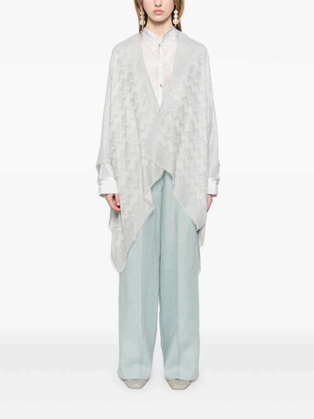 Missoni Geweven cape met zigzag-patroon Grijs