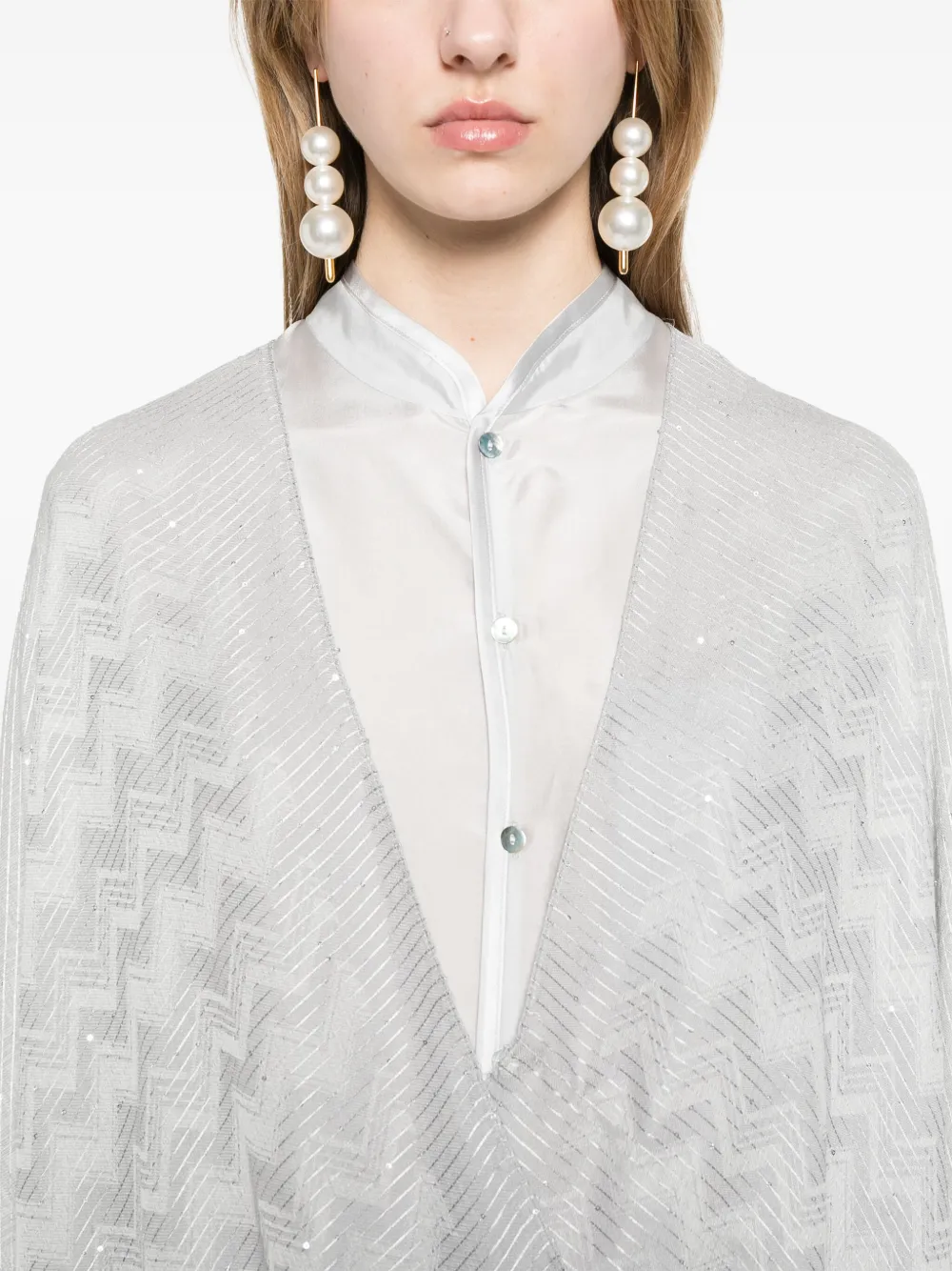 Missoni Geweven cape met zigzag-patroon Grijs