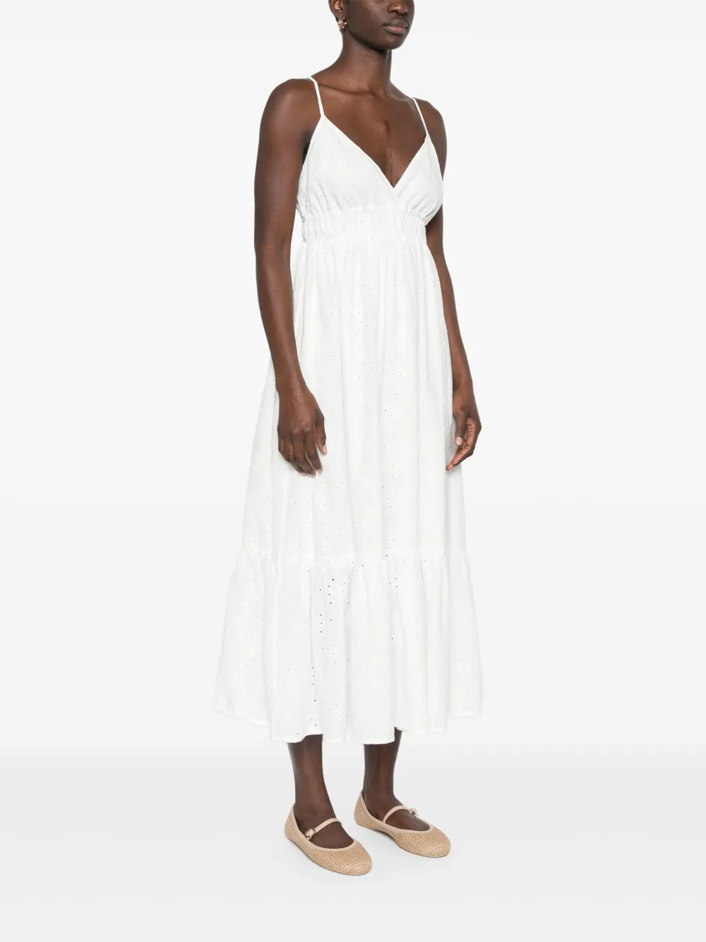 Polo Ralph Lauren Broderie anglaise midi-jurk Wit