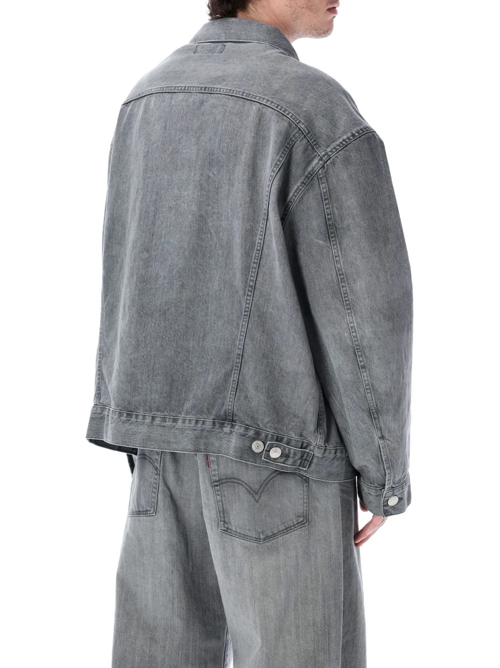 Junya Watanabe Oversized Denim Jacket With Adjustable Back Tabs In 灰色