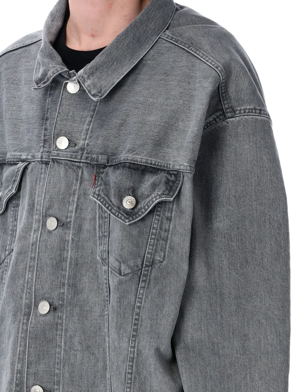 Junya Watanabe Oversized Denim Jacket With Adjustable Back Tabs In 灰色