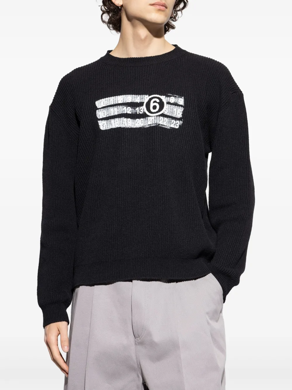 Mm6 Maison Margiela Numbers-print Sweater In 黑色