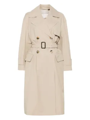 【関税＆送料込み】Max Mara Mtrench Double-Breasted Trench Water-repellent gabardine double-breasted trench coat, camel